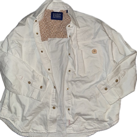 NWT Scotch & Soda White Denim Overshirt medium relaxed fit - Picture 6 of 9